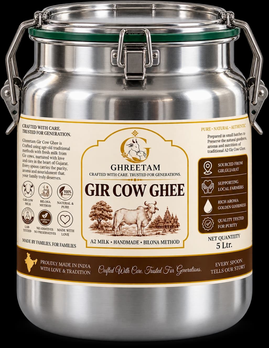 A2 Gir Cow Ghee — 5 L Dolchi